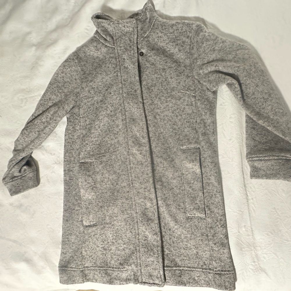 Lands' End Women's Heather Gray Zipper Jacket 3/4 sleeves